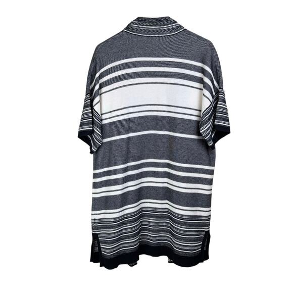 Vince Black & White Stripe Knit Short Sleeve Longline Open Cardigan Sweater - Picture 9 of 12